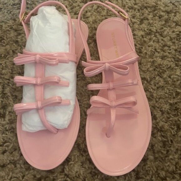 Stuart Weitzman Felicity Multi Jelly T strap Bow Sandal 10 - Picture 3 of 6